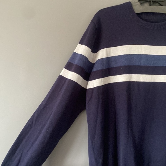 Coastal Chic Crewneck Sweater Men’s Stripe Knit Navy White Large Classic - Picture 4 of 11
